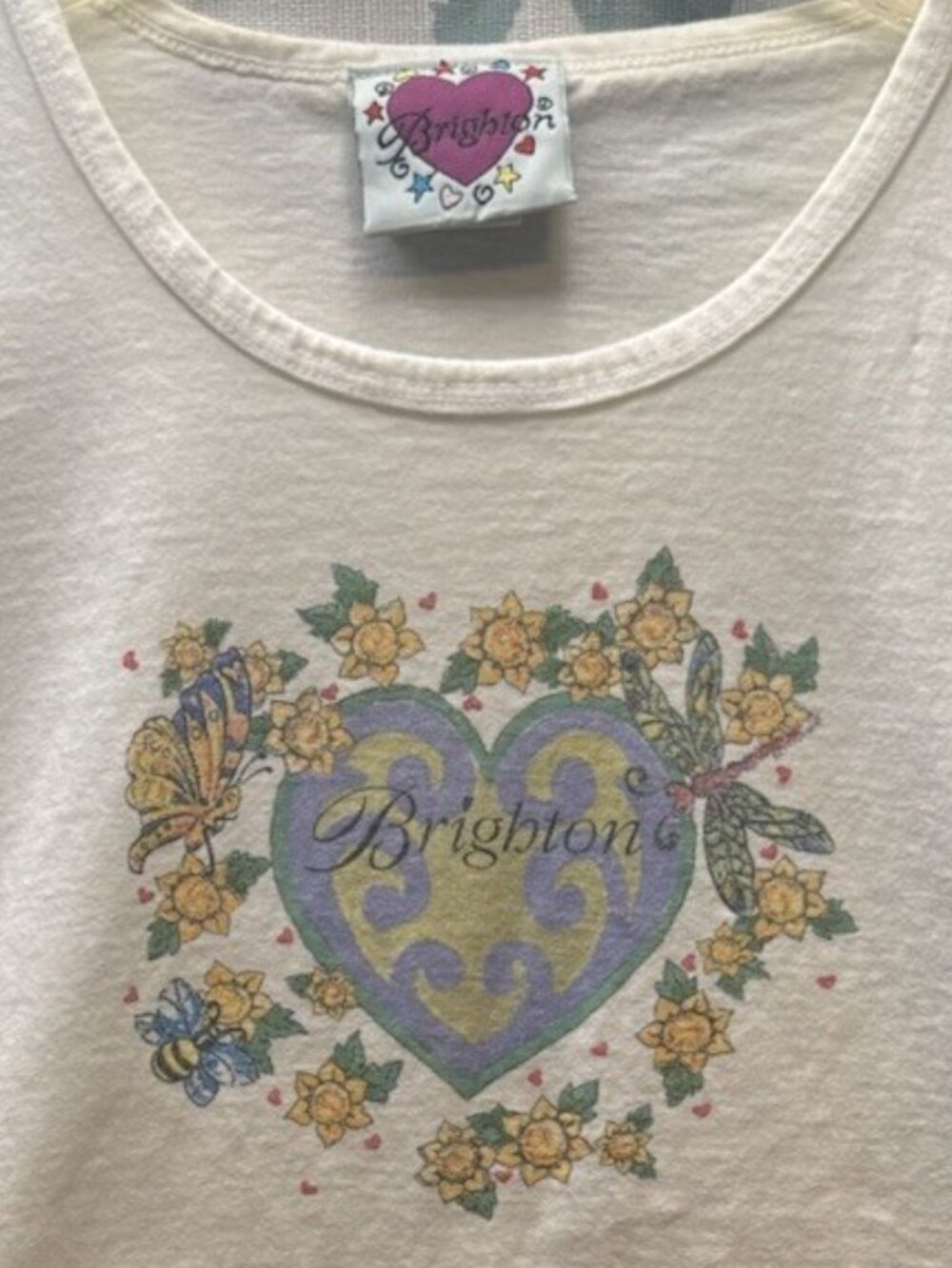 Vintage Brighton Embroidered Women’s T-shirt Large Butterfly Dragonfly